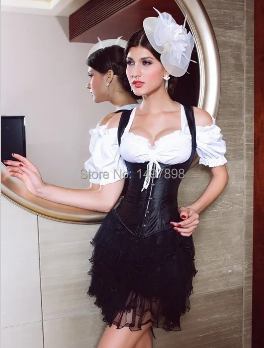 free shipping instyles top only Plus Size Sexy Burlesques Underbust Corset Basques and Thong Lingerie Laced Up Back walsonstyles | Женская