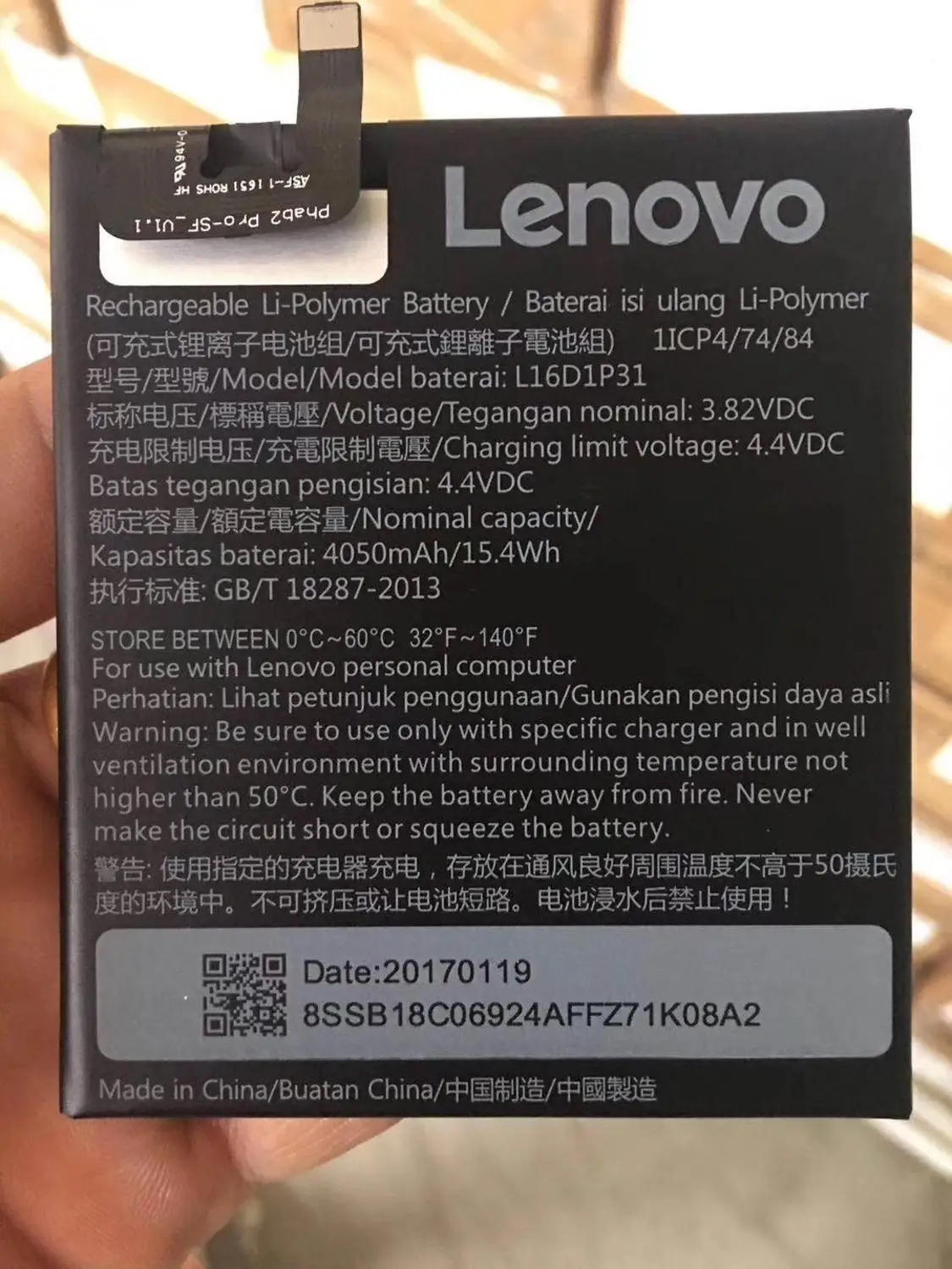 

original 3.82V 4050mAh L16D1P31 For Lenovo Phab2 pro PB2-690M Battery with track code