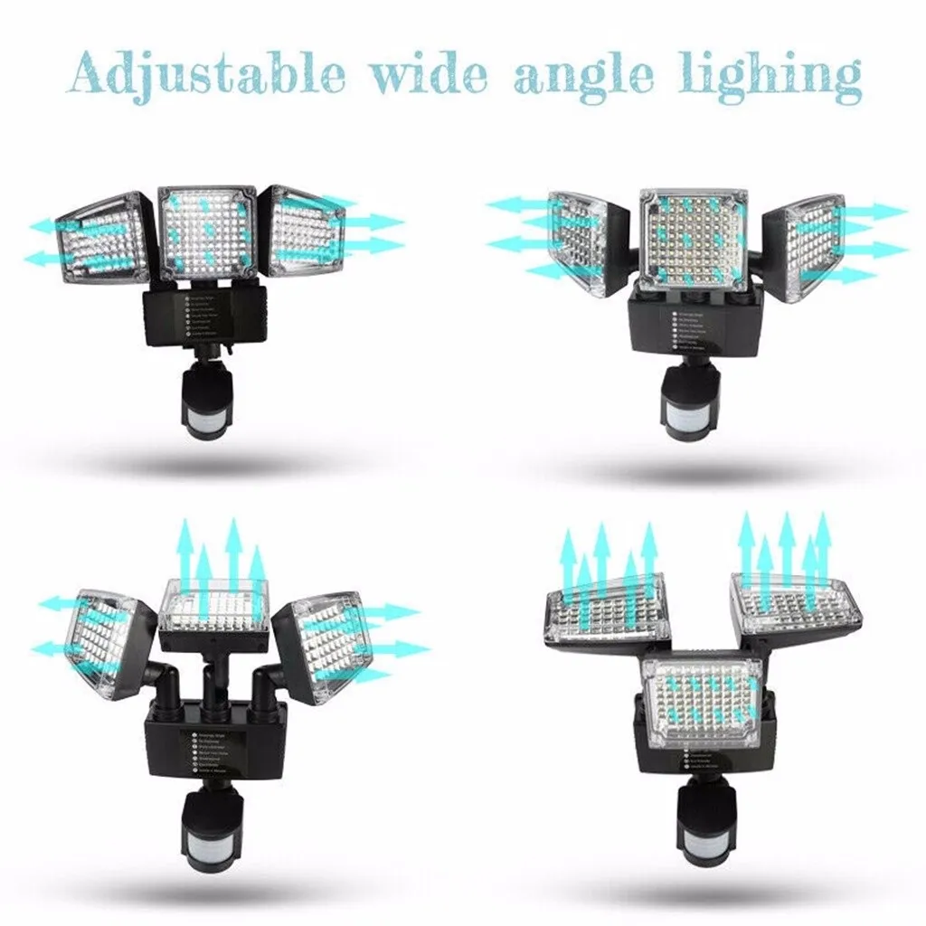 Солнечный 188LED 1200 лм светильник, открытый сад, водонепроницаемый, безопасность, датчик движения, лампа, автоматическая лампа, движение, открытая дорога, ночная