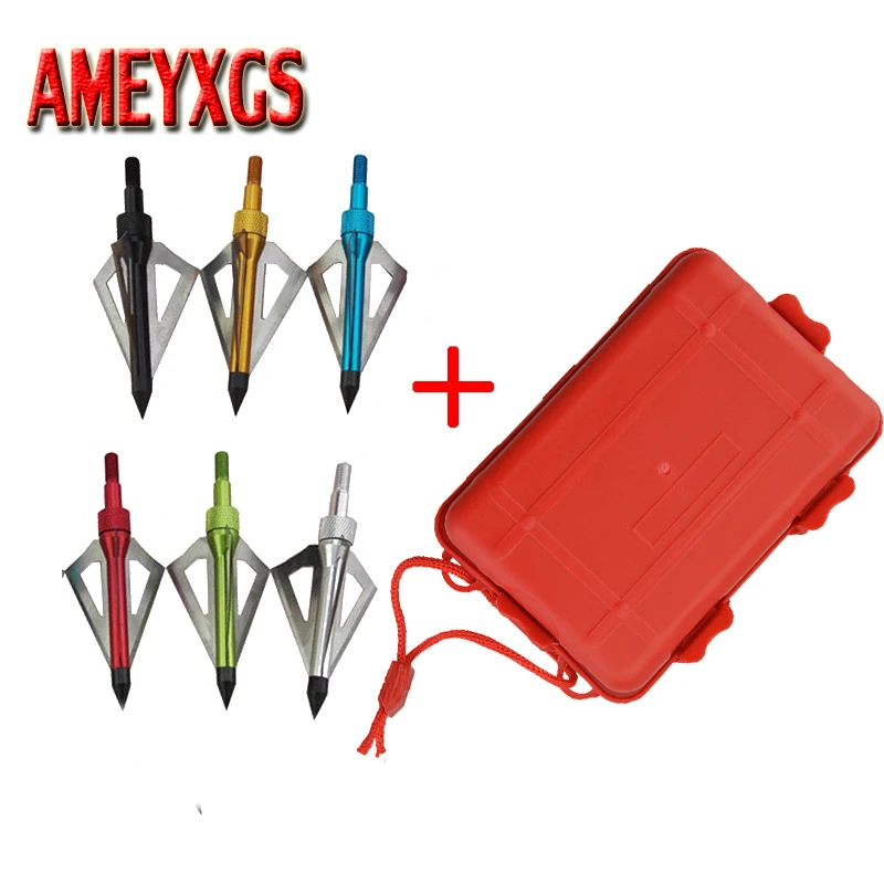 

6pcs Archery Blade Arrowhead 100Gr 3 Fix Blades Arrowhead Point Tips With Red Box Shooting Hunting Arrow Accessory