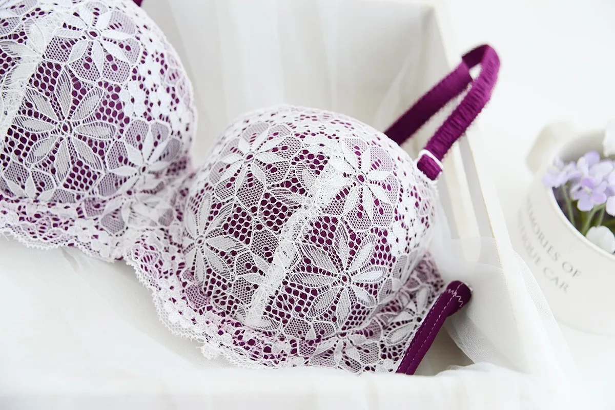 Women sexy Lace lingerie Push Up Half Cup bra and panty set Lounge Bra and Panties Embroidery Bra Set underwear intimates suit