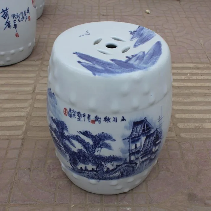 classics Jingdezhen ceramic Antique home drum porcelain garden stool High Temperatured Glazed hand painted round drum stool (2)