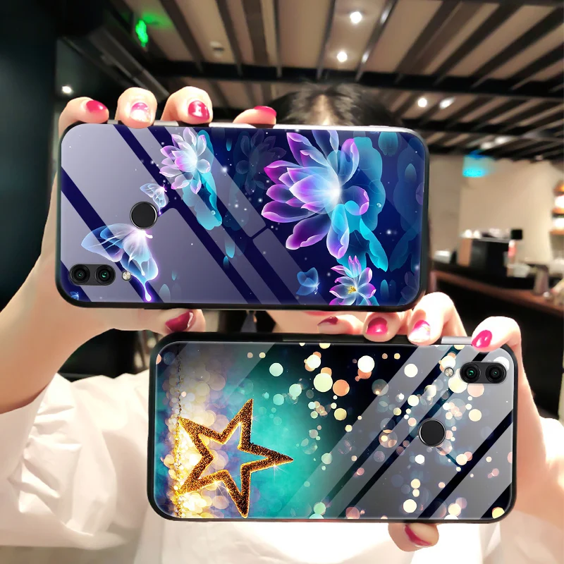

B Phone Cases For Huawei Honor 8C Glass Hard Back Cover Honor 8 C Honor8C Case For Coque Huawei Honor 8C Cover Tempered BKK-L21