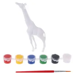 DIY раскраски картины животных модель жирафа Рисование граффити с пигментная щетка детский комплект одежды образовательные игрушки подарок