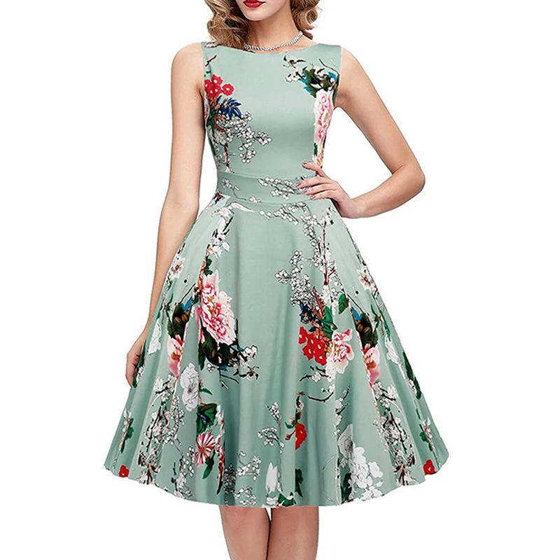 Large Swing Flower Summer Princess Dresses Beach Printing