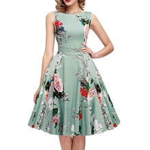Large Swing Flower Summer Princess Dresses Beach Printing Girls Party Dresses Sleeveless O-neck Casual Women Dresses 2017 LDD07