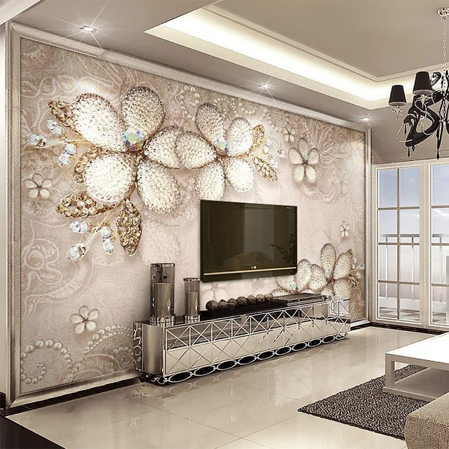Europese Stijl Luxe Behang 3D Stereo Reliëf Bloemen Muurschildering ... Europese Stijl Luxe Behang 3D Stereo Reliëf Bloemen Muurschildering ...