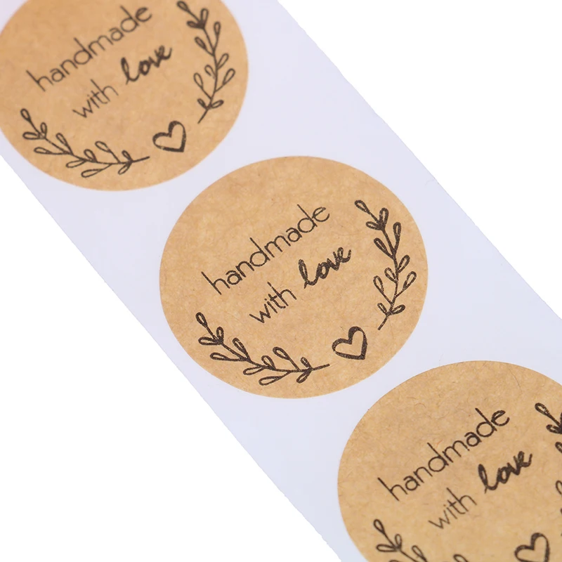 500 шт/партия Крафт ручной работы с любовными наклейками Свадебные приспособления для декора вечеринки карты коробка упаковка