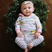 Одежда для маленьких девочек до 3 лет толстовка с капюшоном и длинными рукавами с цветочным узором топ и леггинсы в полоску комплект из 2 предметов детская одежда