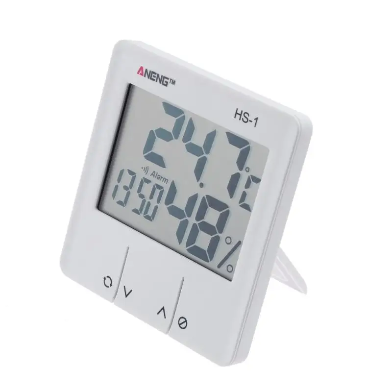 

Digital Room Weather Station LCD Thermometer Electronic Temperature Humidity Meter Hygrometer Indoor Alarm Clock HS-1