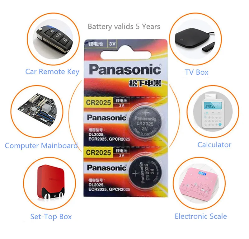 Panasonic оригинальные батарейки cr2025 5 шт./лот cr 2025 3V литиевая монета батарея для часов