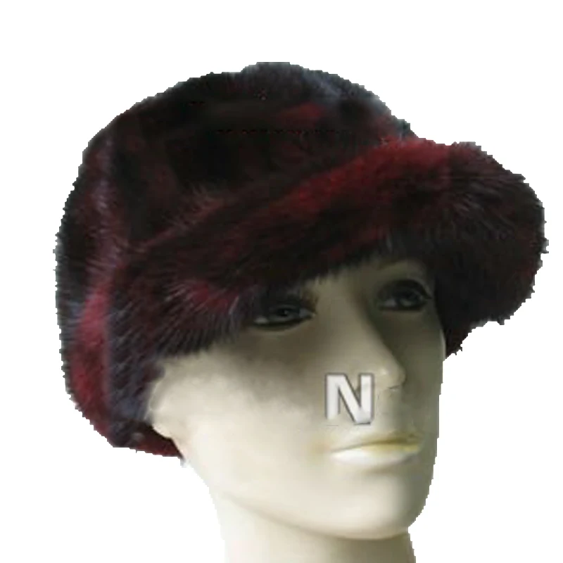 Женские шапки из натурального меха норки женские зимние теплые шапки полностью ручной работы(винно-красный