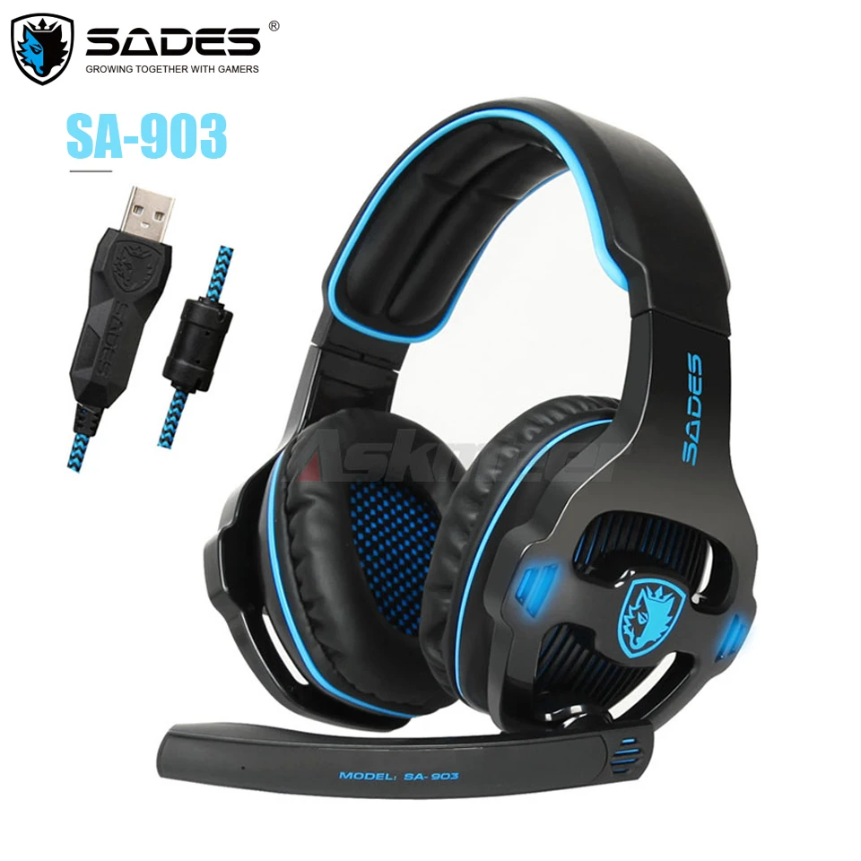 SADES SA-903 PC Gamer Stereo Gaming Headset with Microphone 7.1 Surround Sound USB Wired Earphone Headphones casque (1)