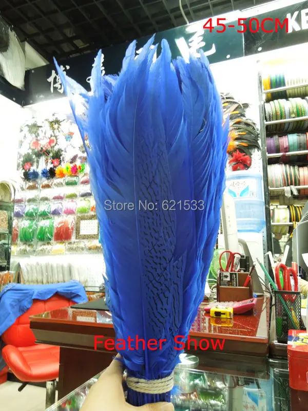 

New!30Pcs/lot,45-50cm long Silver Pheasant Feathers,Silver tails dyed Royal Blue/Navy blue colour,long feathers