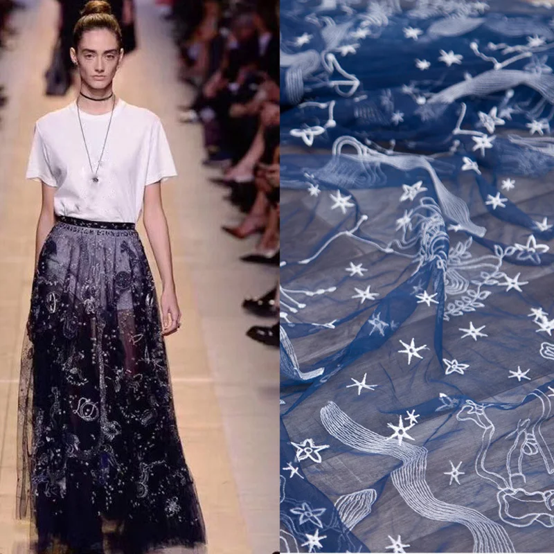 

Hot Sale Embroidery Lace Fabric Fashion Cloth Sewing Dress Tulle Curtains Tecidos de Patchwork Tissu au Metre Cloth Telas DIY