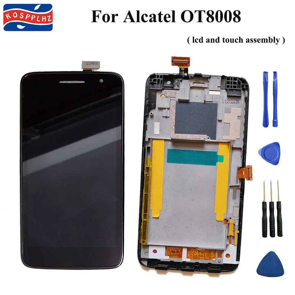 

KOSPPLHZ For Alcatel One Touch Idol Scribe OT8008 8008 8008D Touch Screen Digitizer Frame LCD Display Assembly Replacement+tools
