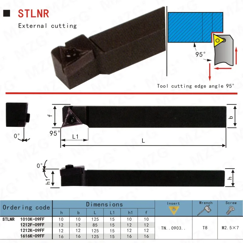 MZG 16 мм S16Q-STLNR16 CNC токарный винт типа сталь, токарный станок резак бар обработки отверстий Зажимной замок внутренний расточной инструмент