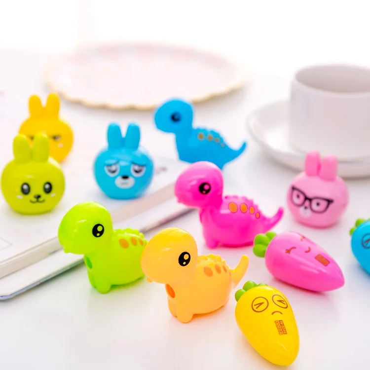 Apontador de Lápis Bonito do Dinossauro de Milho Presente dos Artigos de Papelaria Lote Cenoura Coelho Mini Mão Cortador Mecânico Faca Material Escolar 32 Pçs - 2 High Quality Material escolar e de escritório