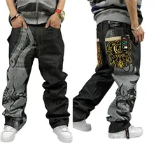 Good Quality 2015 New Fashion Men Hip Hop Baggy Jeans Short Men Mens Baggy Skateboard Boy Rap Jeans Black 32 34 36 38 40 42 44