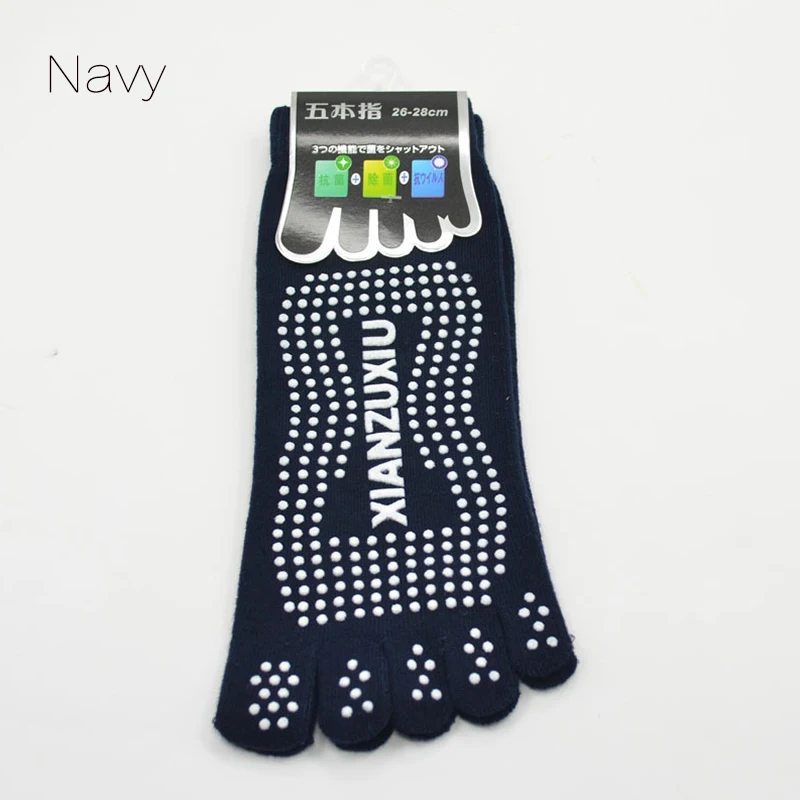 Brotock, мужские хлопковые дышащие Нескользящие массажные носки для йоги, хлопковые спортивные носки для йоги с пятью пальцами, носки с 5 пальцами - Цвет: Navy
