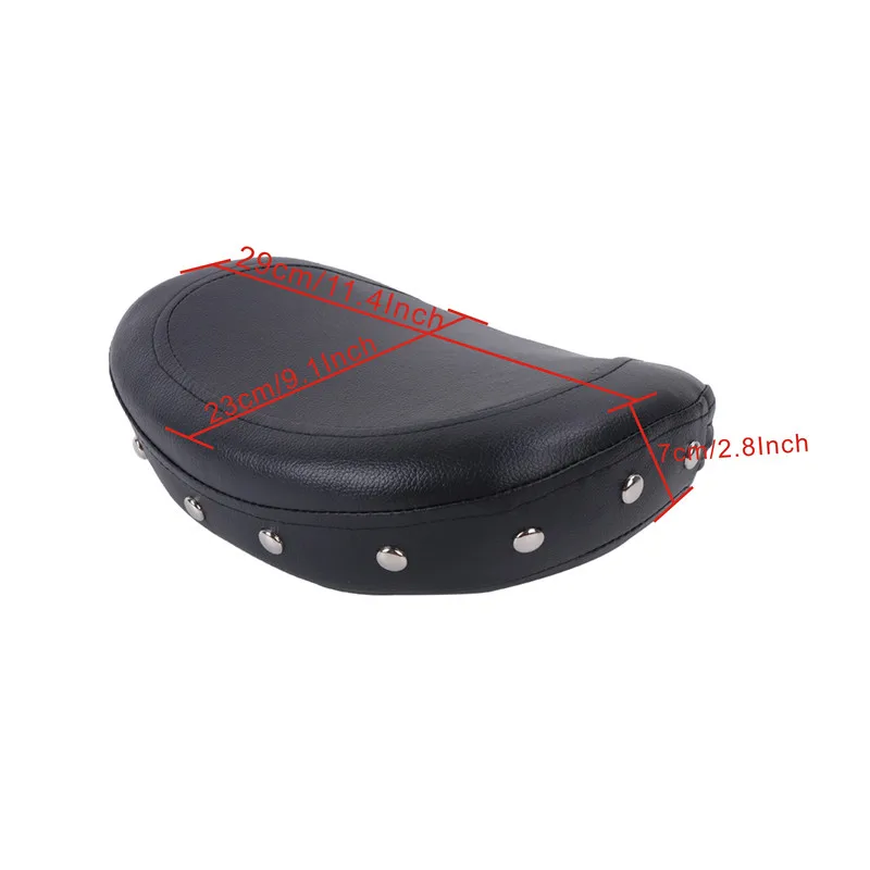 Motorcycle Black Universal Rear Passenger Seat Studded Backrest Cushion