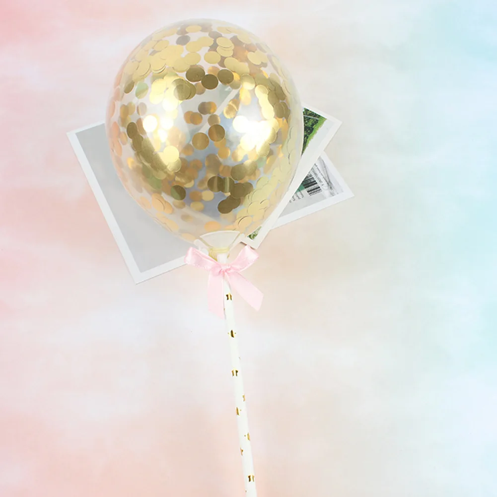 

Cake Topper Ornament Decoration Confetti Home Balloon Party Supplies Latex Accessories Insert Celebration DIY Straw Ribbon