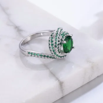 

Real Solid 100% 925 Sterling Silver Rings for Women Luxury 3 Carat green stone 5a CZ Engagement Ring Wedding Jewelry size 5-10