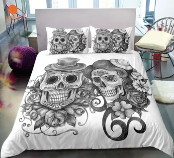 

3D Printed Grey Skull White Beddingt set Pillowcas Fashion HomeTextileDuvet Cover for Kids 3pcs Bedclothes Quilt CoverSj231