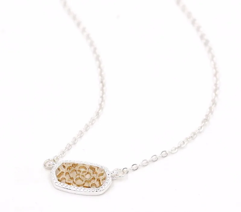 Gold silver trim Модное колье ожерелье для женщин КОГОТЬ МИЛЫЙ кварце Овальный Кулон Druzy ожерелье ювелирные изделия для женщин - Окраска металла: Gold silver trim