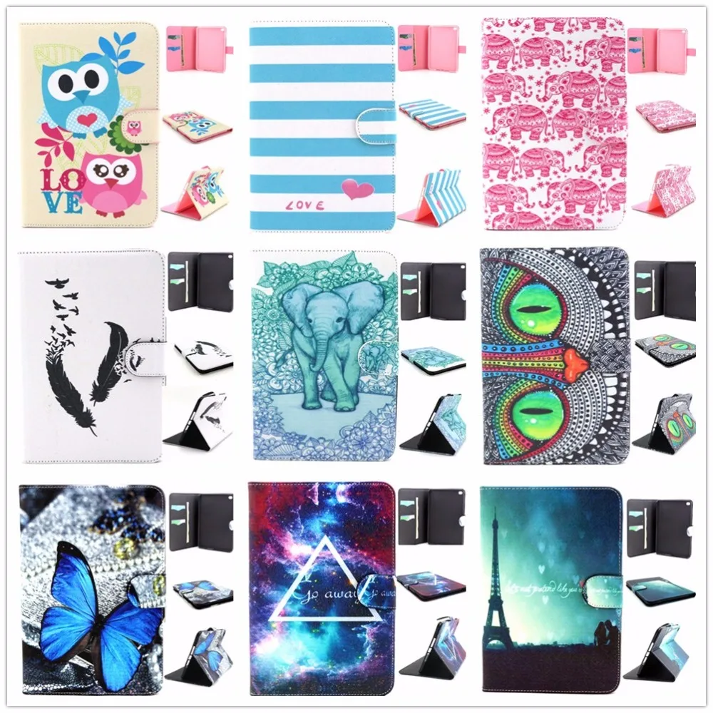 

9 Patterns Fashion Flip PU leather Case For Apple IPad Mini 4 Cover Wallet Phone Cases with Stand and Card Holder #5