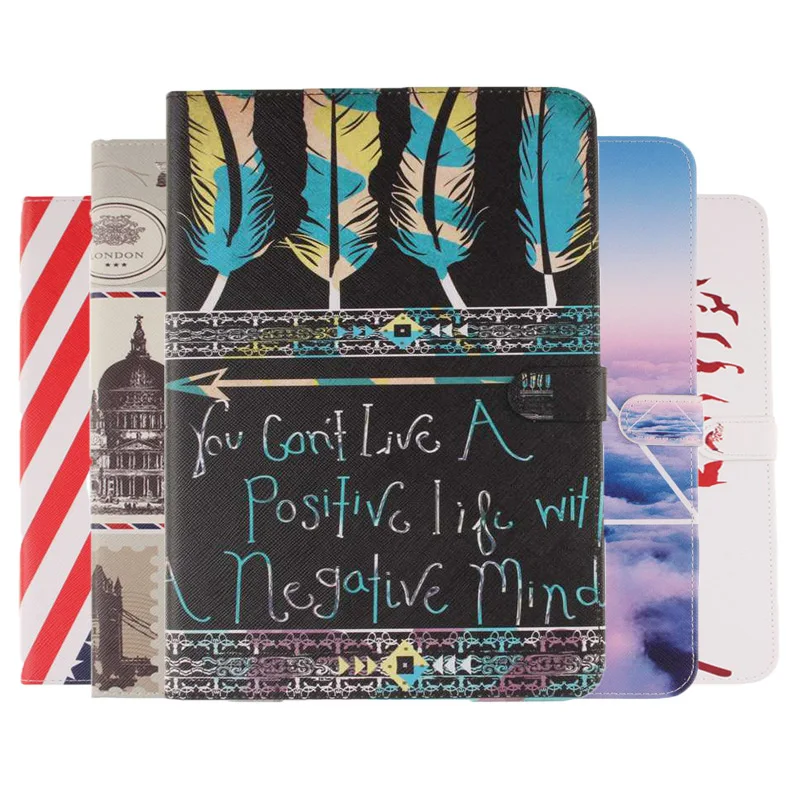 

Colorful Feather Painted Leather Case For Apple iPad 2 3 4 ipad 2 ipad 3 ipad 4 9.7 inch cover with card slots Case+film+pen