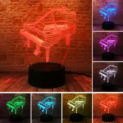 3D LED ночник-иллюзия сенсорный свет настольная лампа детское пианино светодиодный Игрушки для маленьких детей