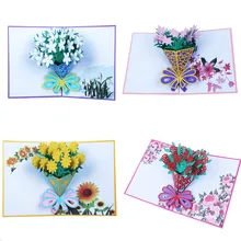 3D цветок всплывающие поздравительные открытки Свадьба День рождения День Святого Валентина День матери юбилей открытки ручной работы для подарочных карточек