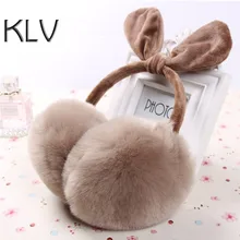 Унисекс зима теплый мягкий искусственный мех плюшевые наушники для женщин уха теплые складные с бантом Новинка