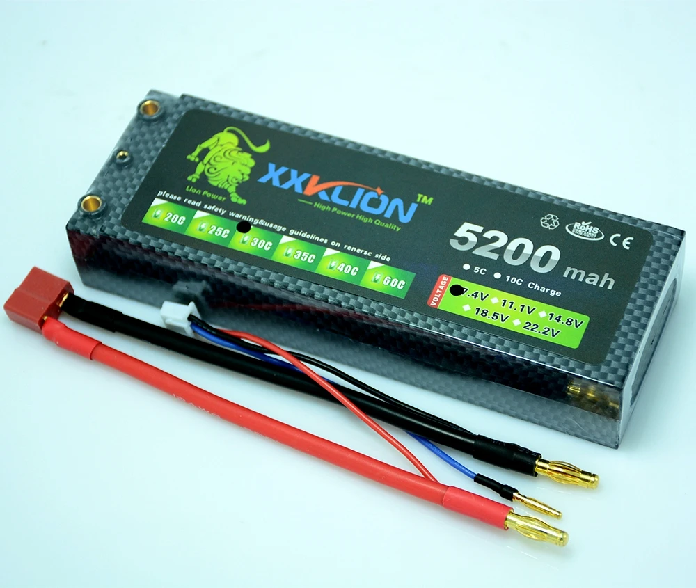 

XXKLION Power 7.4V 5200mAh Lipo Battery 30C 2S Battery Hard Case 2S 1P Lithium-Polymer Batterie For RC car RC boat Free Shipping