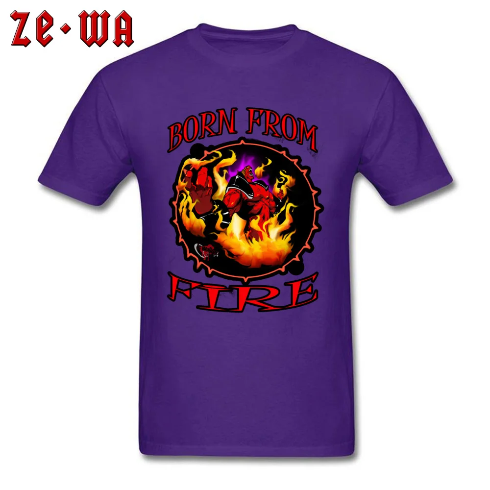 Custom Born from fire T Shirts Slim Fit Summer Fall Short Sleeve Crew Neck Tees 100% Cotton Fabric Man Camisa T Shirt Born from fire purple
