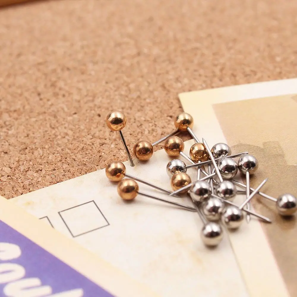 HOT-400pcs карта Tacks канцелярские кнопки, 3/5-дюймовый блестящие Пластик Сфера насадки для душа с Нержавеющая сталь точки(золотистого и серебристого цветов; цвет