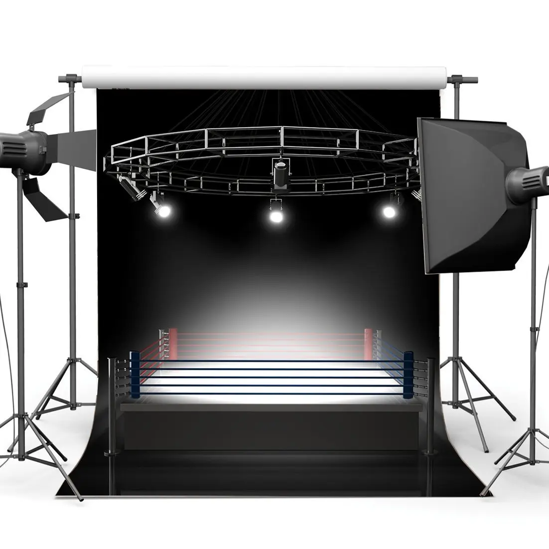 

Boxing Ring Backdrop Boxing Backdrops Interior Stadium Stage Lights Dark Athletic Sports Gymnasium Background