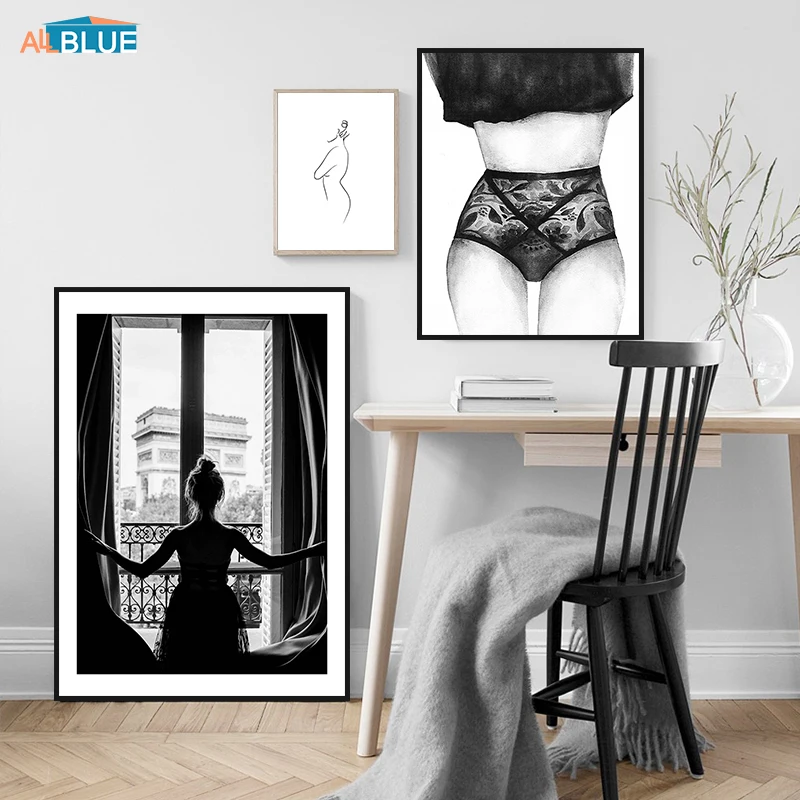Reed Rose Canvas Poster Prints Flower Wall Art Black And White Painting Girl Wall Picture For Living Room Nordic Decoration Home
