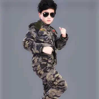 

Children Camouflage Sets 2019 Baby Boys Girls Clothes Fashion Army Uniform Thicken Kids Set long sleeve Warm Jacket + pants Y186