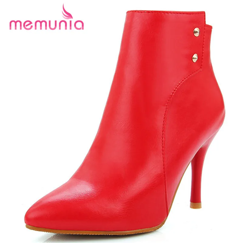 

MEMUNIA new arrive 2020 autumn winter ankle boots for women high quality pu leather boots sexy super high heel boots size 32-43