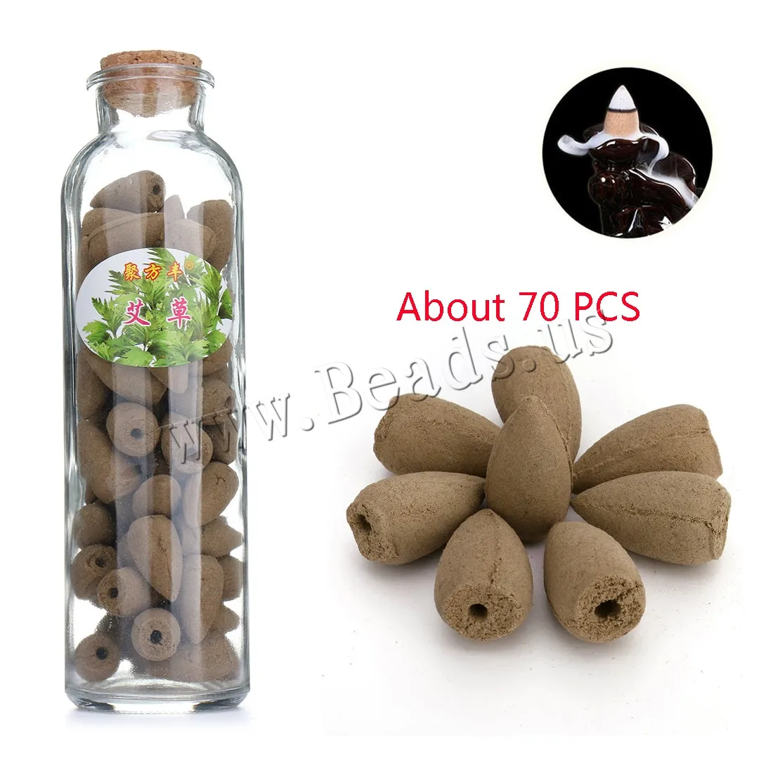 70pcs/Box Incense Cones Incense Holder Pagoda Incense Health Hollow Cones Handmade Joss Sticks Tibetan Sandalwood Spice Tray