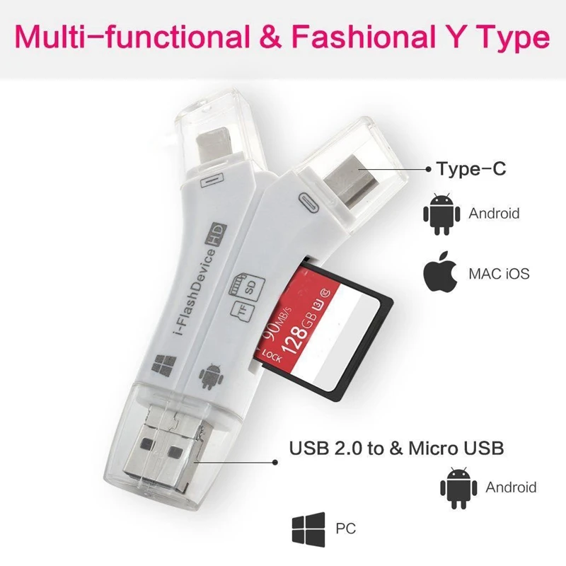 4 в 1 I флеш накопитель Usb Micro Sd и Tf кардридер адаптер для Iphone 5 6 7 8 Ipad Macbook Android