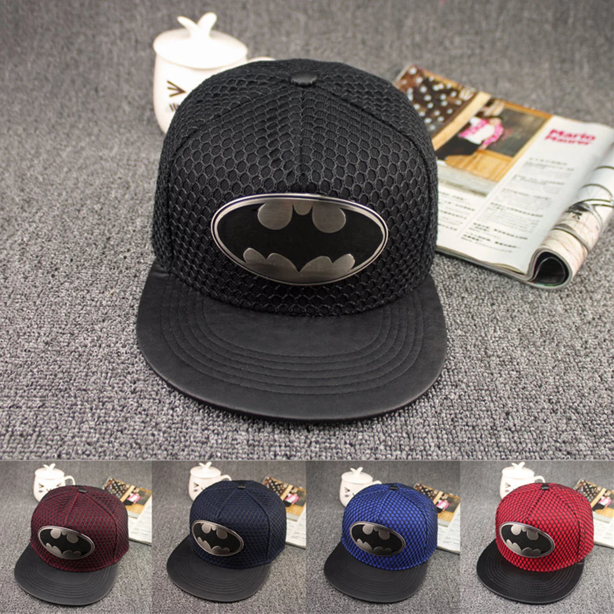 Хит, супер крутая бейсбольная кепка Бэтмена для мужчин и женщин, уличная Кепка в стиле хип-хоп, папа, двойная сетчатая Кепка, Кепка для водителя грузовика, регулируемая бейсболка, кепка s