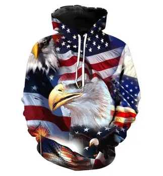 

2018 NEW FASHION MEN WOMEN Eagle flag colorful HOODIE 3D Hoodie Sweatshirts Pullovers Autumn Tracksuit Winter Loose Thin Hoody