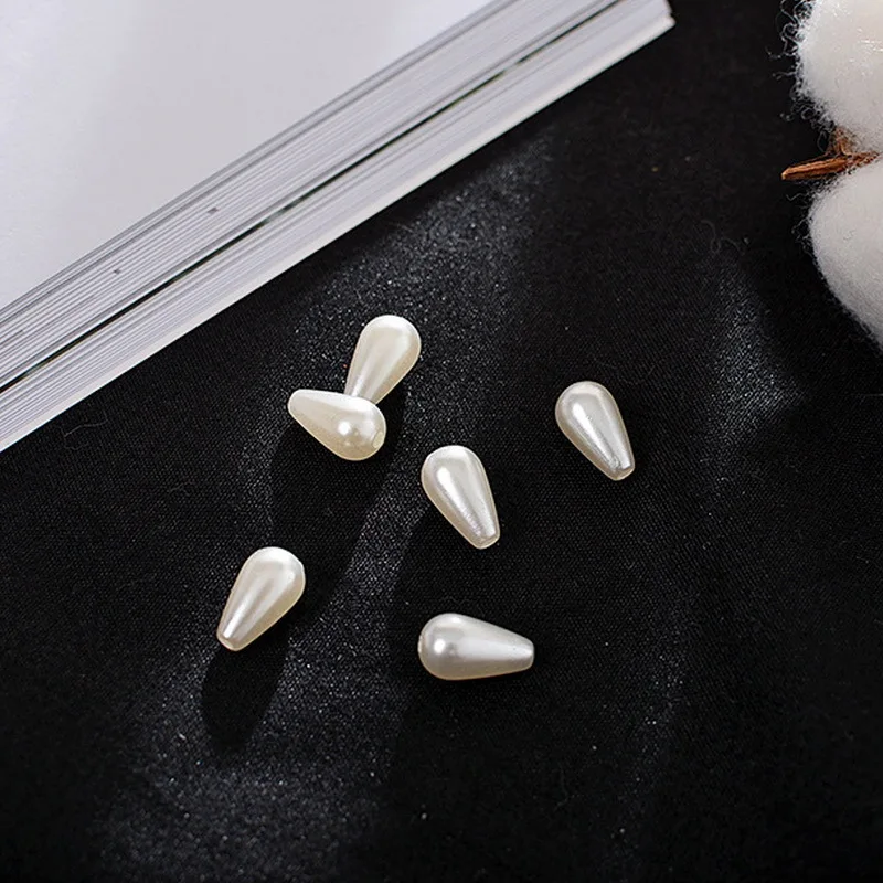 

100pcs Water Drop Shape Imitation Pearls Spacer Beads with Holes DIY Stud/Drop Earrings Making Necklace Jewelry Accessories