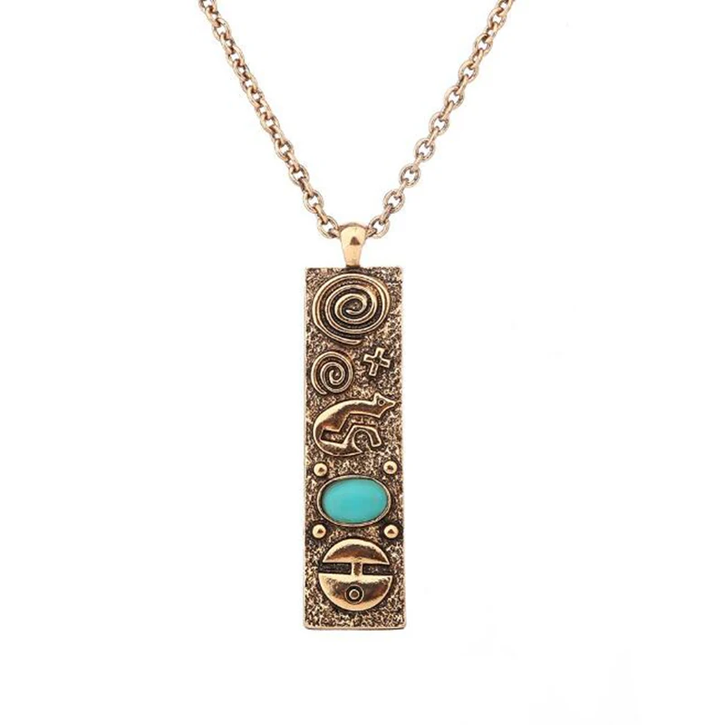 Vintage Indian Totem Pendant Necklace For Women Ethnic long Pendant Chain Necklace Fashion Jewelry Collier Colar Chunky Necklace - Image 2