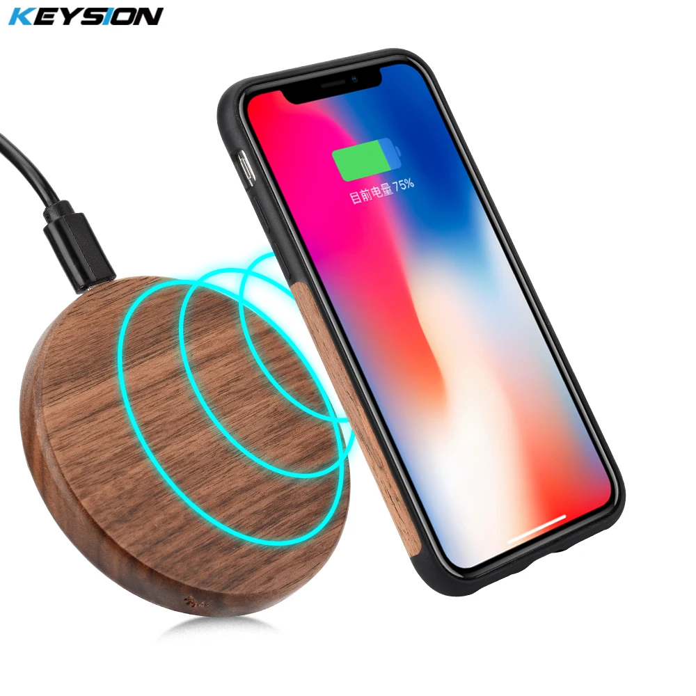 KEYSION 7.5W Qi Wireless Charger Wood fast Wireless