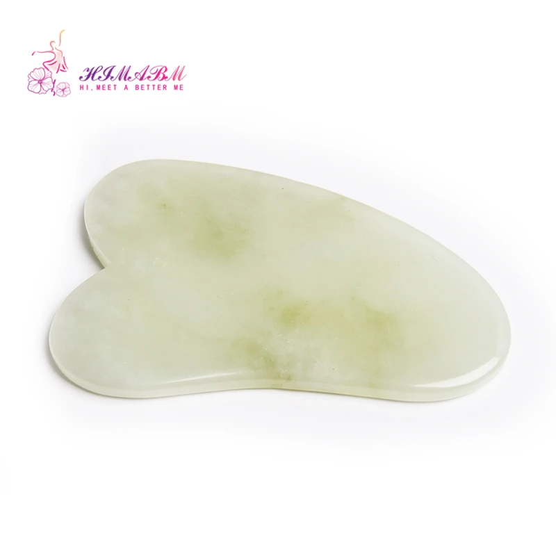 Natural light green jade guasha board massage tool facial treatment scraping tool for body health care Natural light green jade guasha board massage tool facial treatment scraping tool for body health care