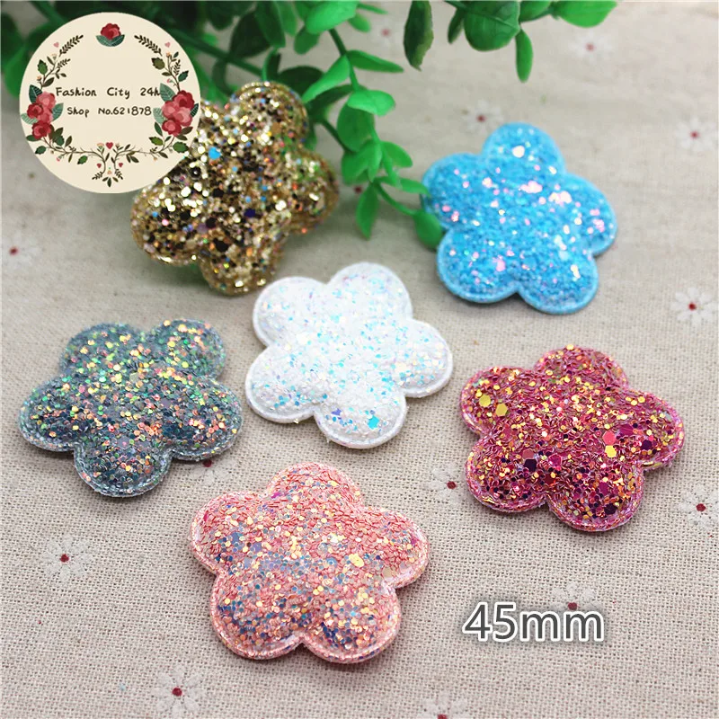 

New Cute Glitter Paillette Flower Padded Patches Appliques For Clothes Sewing Supplies DIY Craft Decoration,45mm